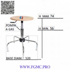 TABOURET À GAZ HÊTRE 5 PIEDS HAUT